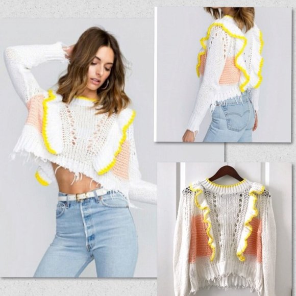 Wildfox “Sorbet stripe” Carlyle crop sweater - Picture 1 of 12